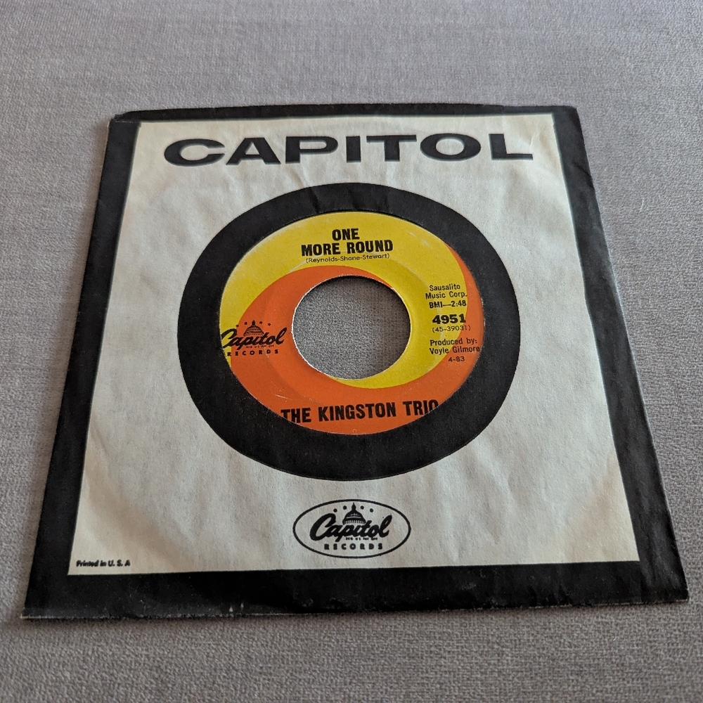 The Kingston Trio Reverend Mr Black/One More Round 45 Vinyl Record